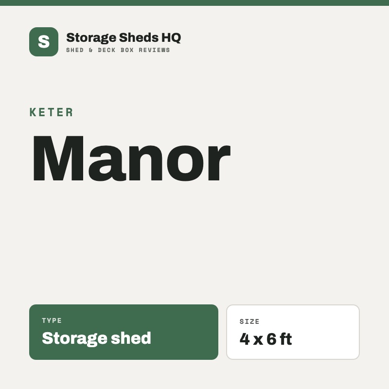 Keter Manor, storage shed, size 4 x 6 ft
