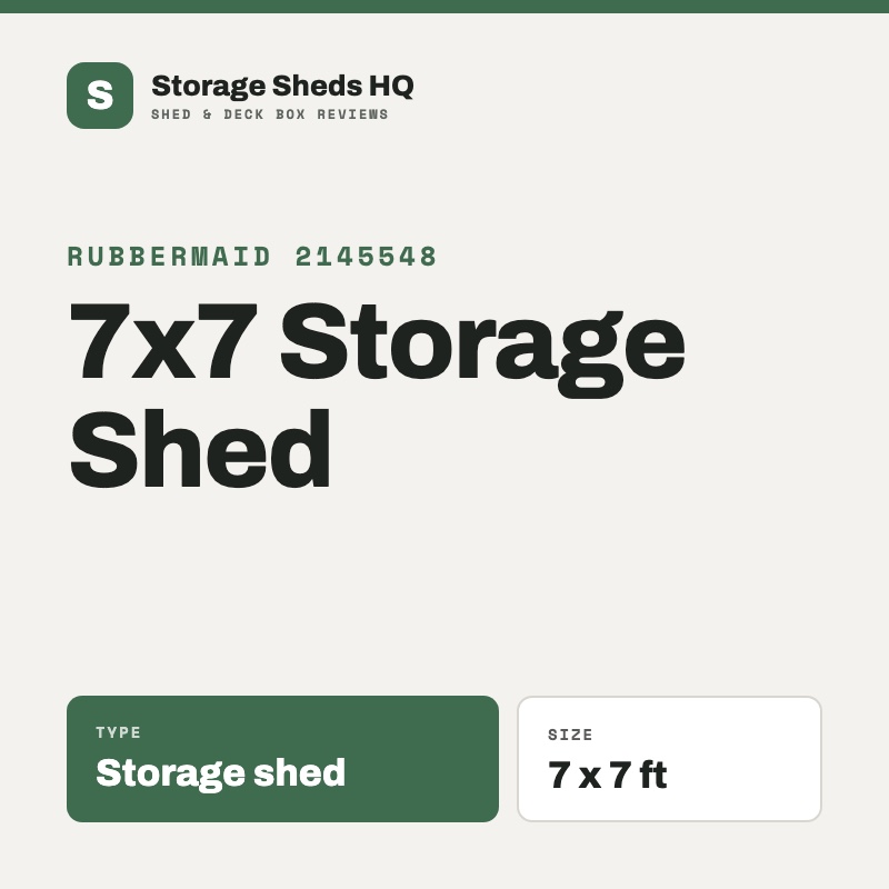 Rubbermaid 2145548 7x7 Storage Shed, storage shed, size 7 x 7 ft