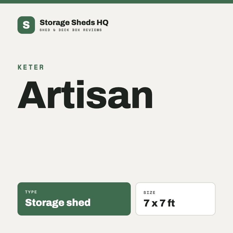Keter Artisan, storage shed, size 7 x 7 ft